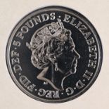 Silver coin. United Kingdom fine silver 1oz four coin cover 2019; cupro nickel crown 2019, BU five