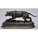 A bronze animalier sculpture of a pointer cast from a model by P J Mene, 20th c, 10cm h Good