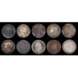 Silver Coins. Crown, George III and Victoria, various dates (7), Saxony Five Marks 1875 and