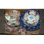A collection of Japanese Imari and blue and white Imari bowls and dishes, Meiji period and 20th c,