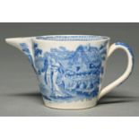 An English blue printed earthenware Beemaster pattern cream jug, c1830, 65mm h Good condition