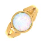 An Edwardian opal ring, in 18ct gold, marks rubbed, Birmingham, 2.9g, size J Slight wear