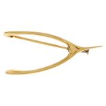 A gold wishbone brooch, 3.6g Good condition
