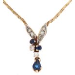 A sapphire and diamond necklet, in 9ct gold, 4g Good condition