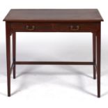 An Edwardian mahogany two drawer side table, early 20th c, the rectangular top with moulded lip
