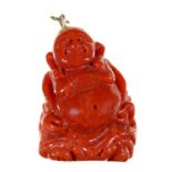 A South East Asian coral pendant, carved in the form of Shou-Lau, 39mm, 22g Good condition