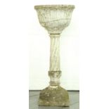 An Indian carved marble fountain, 19th c, the bowl with flaring sides and slightly everted rim