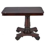 A Victorian rosewood telescopic action reading table, mid 19th c, on turned pillar, platform and