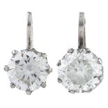 A pair of white zircon earrings, in white gold, marked 9ct, 2.1g Good condition