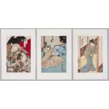 Three Japanese woodblock prints, comprising Utagawa Toyokuni III (Kunisada) (1786-1865) - Sakura-