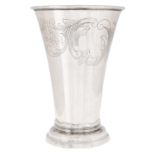 A Swedish silver vase in the form of a beaker, on moulded foot, the base inset with a Swedish