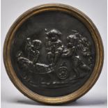 A bronze bas relief of the infant Bacchus in a chariot, 19th c, in the manner of Clodion,