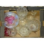 Miscellaneous Victorian and early 20th c glassware, to include three engraved or moulded celery