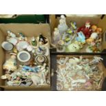 A quantity of bisque porcelain miniatures, late 19th / early 20th c, figurines, etc; together with