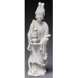 A Chinese blanc de chine figure of Guanyin,  22.5cm h Head restuck