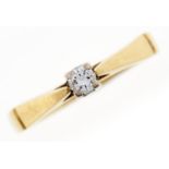 A diamond solitaire ring, in gold marked 18ct, 2.8g, size M Good condition