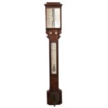 A Victorian rosewood stick or cistern barometer, T B Winter, 55 Grey Street, Newcastle, the ivory