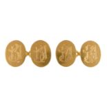 A pair of Victorian 18ct gold cufflinks, initialled 'B', 19mm, Birmingham 1887, 9.3g Slight wear