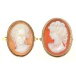 Two cameo rings, in 9ct gold, Birmingham 1971, 7.2g, size K and N Good condition