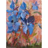 Stephen Needham, 20th century - Flowers in Blue, gouache, signed lower left, 40 x 30cm Good