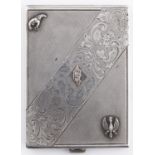 A WWII Polish RAF officer's cigarette case, applied with gold initials, silver and base metal