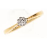 A diamond solitaire ring, in 18ct gold, 2.3g, size L Good condition
