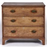 A Regency mahogany chest of drawers, c1820, boxwood strung, the top with reeded lip above three long