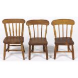 A set of three ash children's chairs, second quarter 20th c, seat height 29cm Good condition