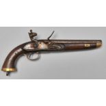 A 14 bore full stock flintlock pistol, early 19th c, 38cm l, lock stamped LONDON, proof marked