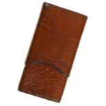 A good quality crocodile hide two piece cigar wallet, early 20th c, 12.5cm Good condition