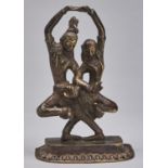 An Indian devotional brass sculpture of Shiva and Parvati, 16.5cm h Good condition
