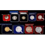 Seven commemorative silver medals, 1960's, including 900th anniversary of Westminster Abbey, 900th