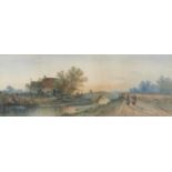 George Gregory (1849-1938) - Homeward Bound, signed and dated 1895, watercolour, 26 x 72.5cm Good