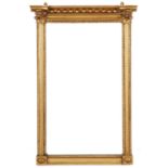 A William IV giltwood and composition pier mirror, with clustered pilasters, 89cm h, 60cm l