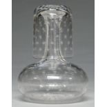 A Victorian glass carafe and beaker, late 19th c, engraved with stars, 17cm h Good condition