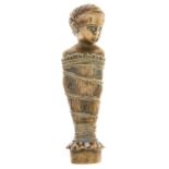 A French bronze standing seal in the form of a child wrapped in swaddling bands, c1900, 90mm h