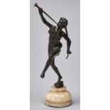 A French bronze statuette of a 'Tootare' cast from a model by E Rancoulet, greenish dark patina on
