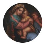 English School, 19th c, After Raphael - The Madonna della Sedia, oil on canvas, the reverse