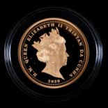 Gold coin. Tristan da Cunha proof gold double sovereign 2020