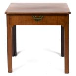 A George III mahogany drafting table, c1780, adapted as a dressing table, the rectangular top with