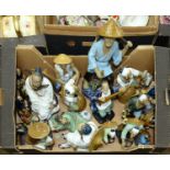A quantity of Chinese glazed porcelain figures of farmers, musicians and fishermen, 32cm h and