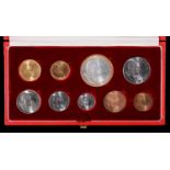 Gold Coins. Republic of South Africa 9 coin proof set, one cent - two rand, 1965, cased