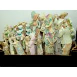 A quantity of Continental bisque figurines, etc, late 19th / early 20th c, 37cm h and smaller