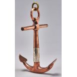 Nelson Interest. A model of an anchor, of copper from HMS "Foudroyant", dated 1857, applied with