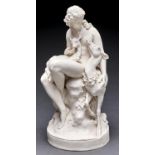A Victorian Parian Ware figure of a wood nymph, after the sculpture by Charles Bell Birch, c1870,