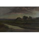 Daniel Sherrin (1869-1940) - An Evening Scene,  signed, oil on canvas, 59 x 90cm Good condition,