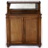 A William IV rosewood veneered chiffonier, c1835, the top with bobbin gallery above mirrored plate