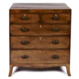 A Victorian mahogany and line inlaid chest of drawers, with oval embossed brass handles, 109cm h; 48
