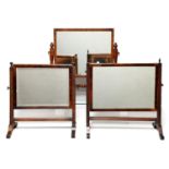 Three similar mahogany dressing mirrors, early 19th c, 45cm h and circa The glass in good condition,