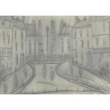 Manner of Laurence Stephen Lowry - Figures in an Urban Landscape, bears signature and date,